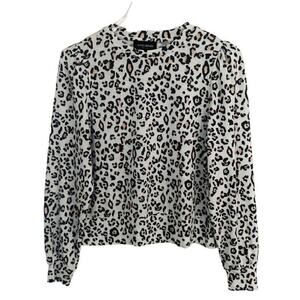 David Lerner Women Size XS Veronica Top Puff Sleeve Painted Leopard Print